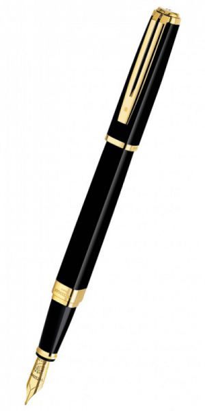 Ручка перьевая WATERMAN Exception Slim (S0636930) Black GT (F) чернила: синий перо золото 18K позолота 23К